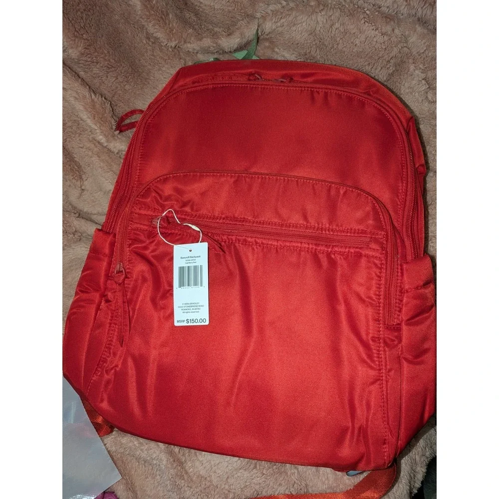 Vera Bradley backpack Large Bancroft Nylon Goji Berry Red‎ Bookbag NEW $150